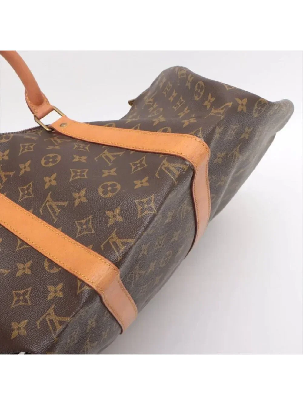 Louis Vuitton Monogram Keepall 50 Leather Boston Bag Tote Carry
